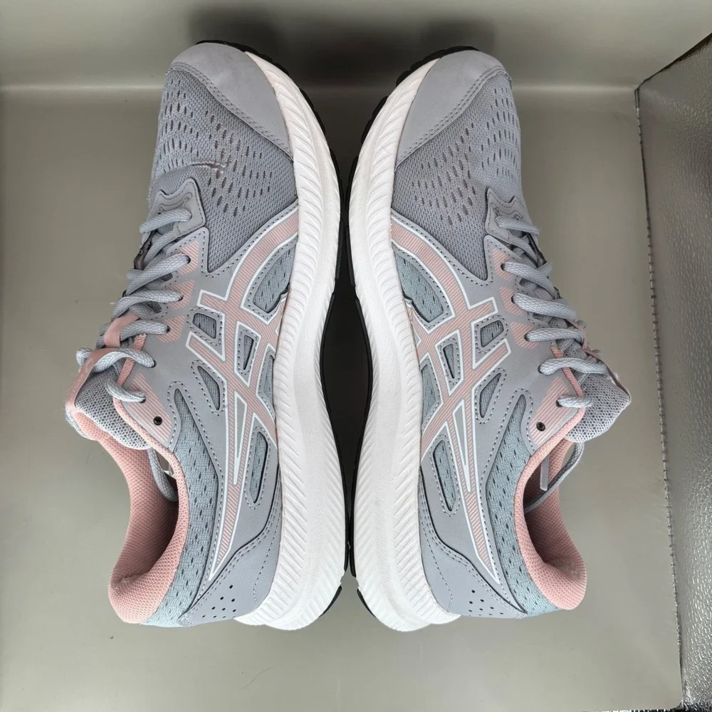 Asics Gel-Contend 8 Womens Running Shoes Grey Pink 1012B319 Wide Size 9.5